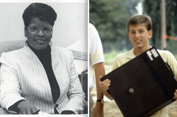 Dr. Joan Barber, left, from the 1989 NCSSM yearbook, and Alan Cline ’90