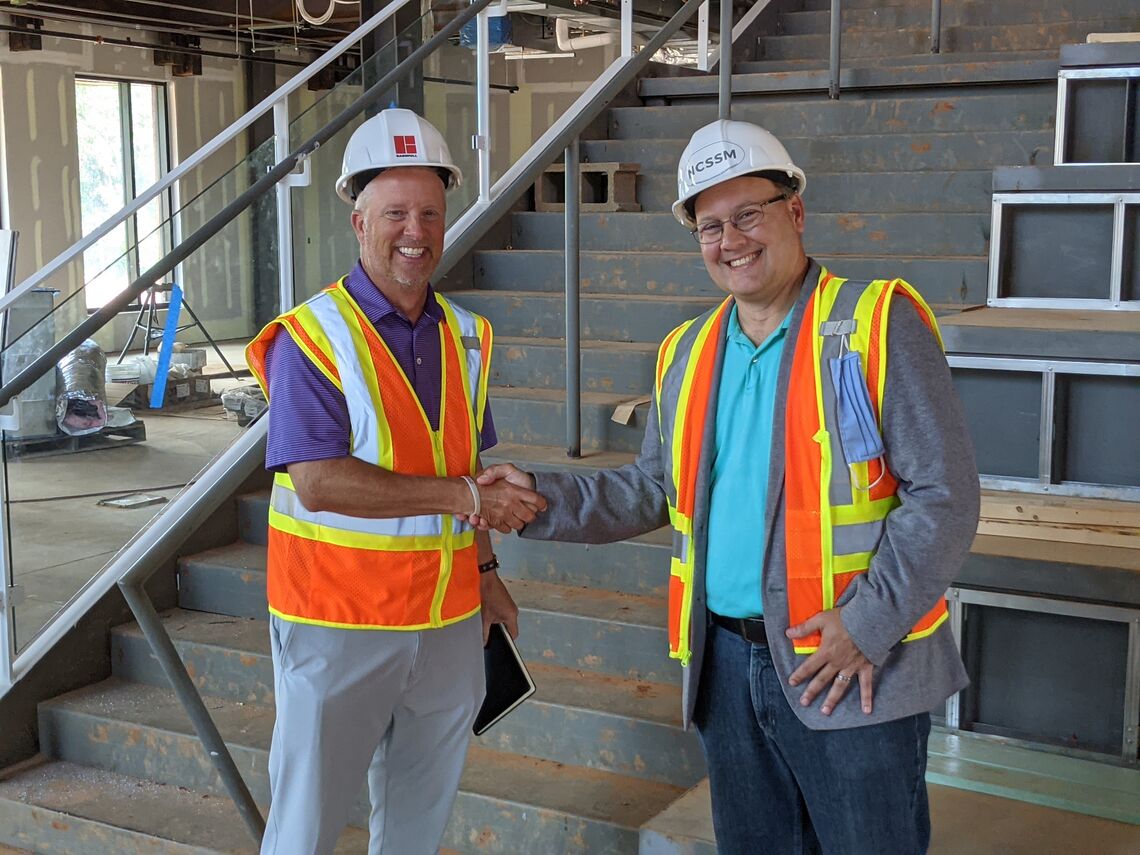 L to R: Todd Dameron, Sr. Sales Engineer for Corning, and Kevin Baxter, Vice Chancellor and Chief Campus Officer for NCSSM-Morganton